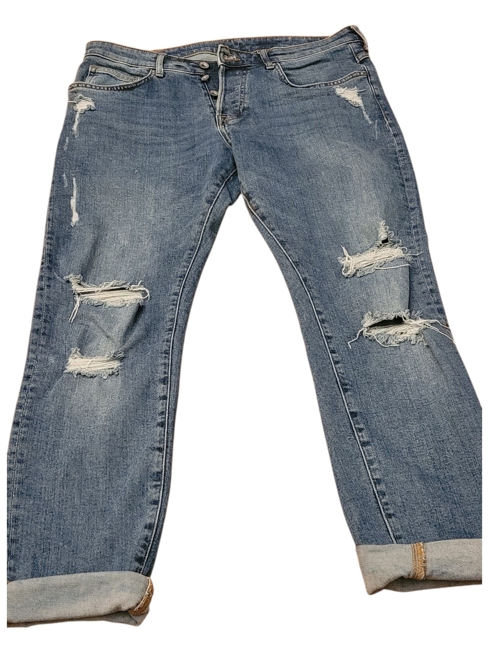 H&M Medium Blue Ripped Boyfriend Jeans